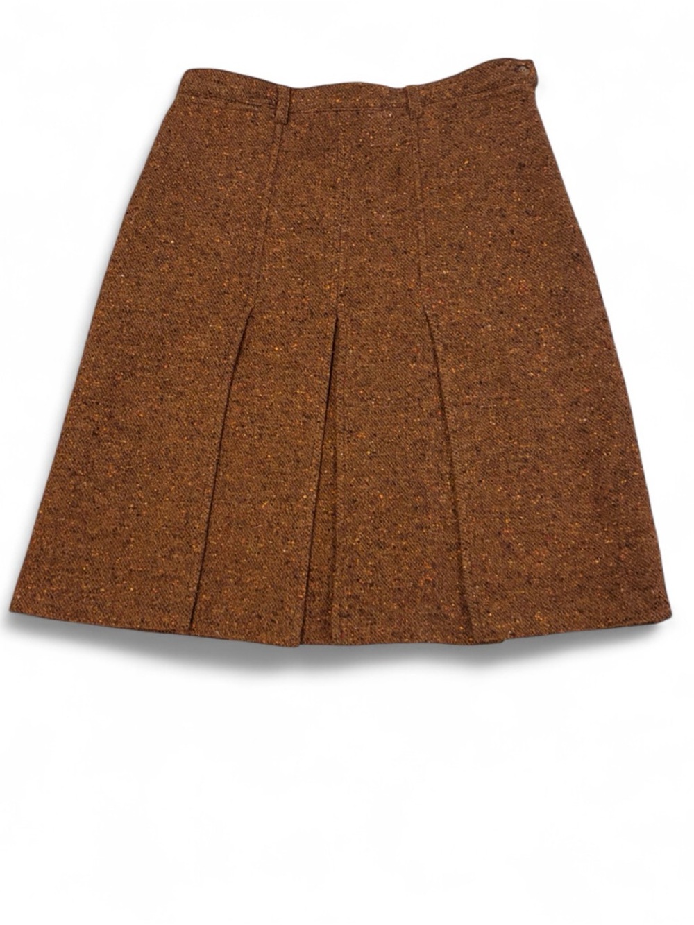 Weekend MaxMara Brown Wool Blend Tweed Pleated A-Line Skirt made in Italy Size 8 - Picture 2 of 9